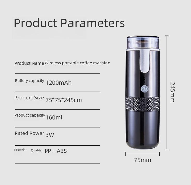 Compact Wireless High-Pressure Portable Coffee Maker for Capsules and Ground Coffee