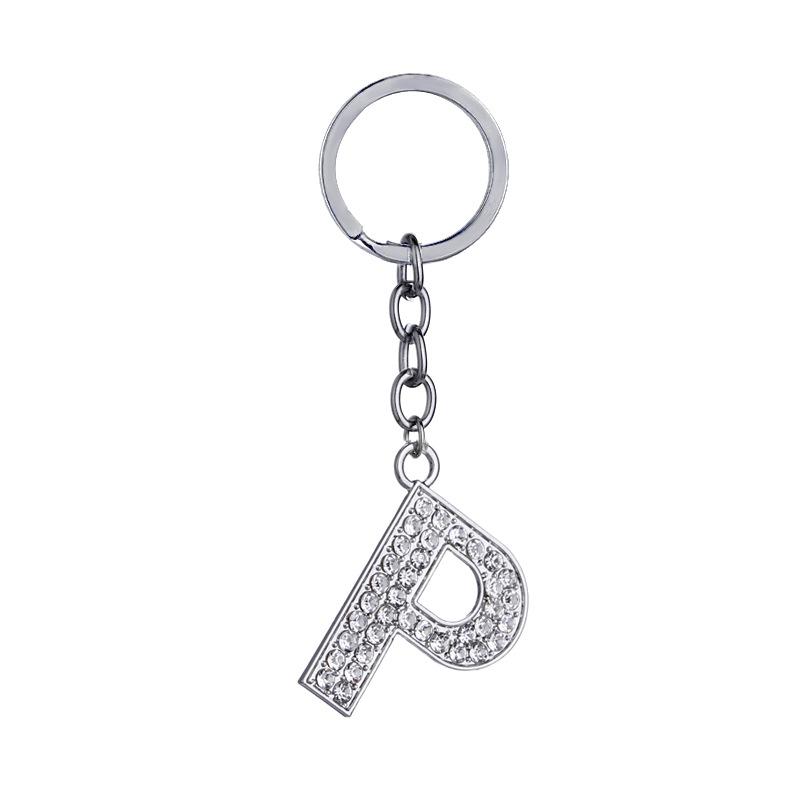 Fashion Charm 26 English Letters A-Z Alphabet Keychains Car Bag Crystal Rhinestones Alloy Name Key Chains Jewelry