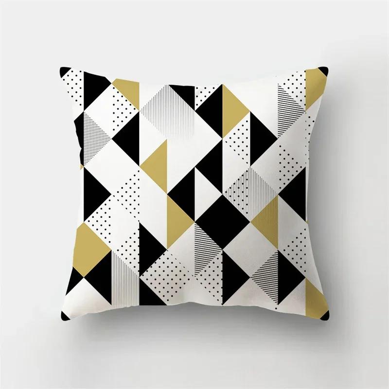 

45x45см Геометрический узор с принтом листьев растений Квадратная наволочка для подушки для украшения дома, гостиной, дивана, декоративная наволочка 66x66cm