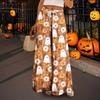 Women's Casual Wide Leg Pants Stretch Belt Pocket  Print Adjustable Tie Pants