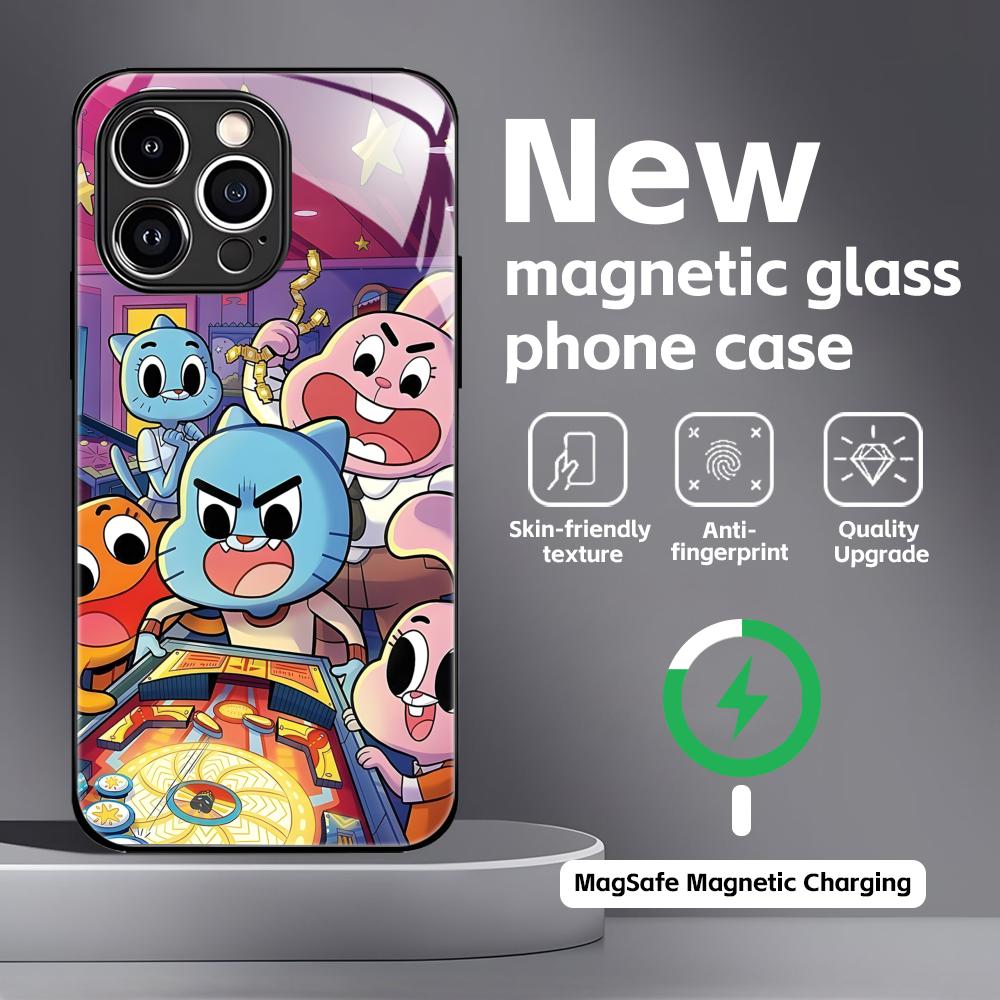 The Amazing World of Gumball Phone Case For iPhone17 16 15 14 13 12 11 X XR XS 8 Plus Mini Pro Max Glass Magnetic Case