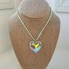 Y2K Gothic Colorful Stereo Heart-shaped Glass Crystal Pendant Adjustable Chain Necklace for Women Trend Charm Jewelry Accessory