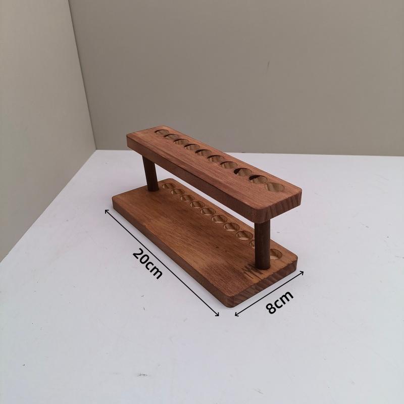 10-Sleuven Houten Pen Display Stand Kokosnoot Bruin Massief Hout Verticale Bureau-Organizer met Hardhout Afwerking Vulpenhouder