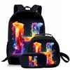 3 Pcs Set Letter Round Lunch Bags ,Pencil Bags ,School Bags For Boy/Girls Best Gifts 2D Flat Cartoon Backpack For Children
