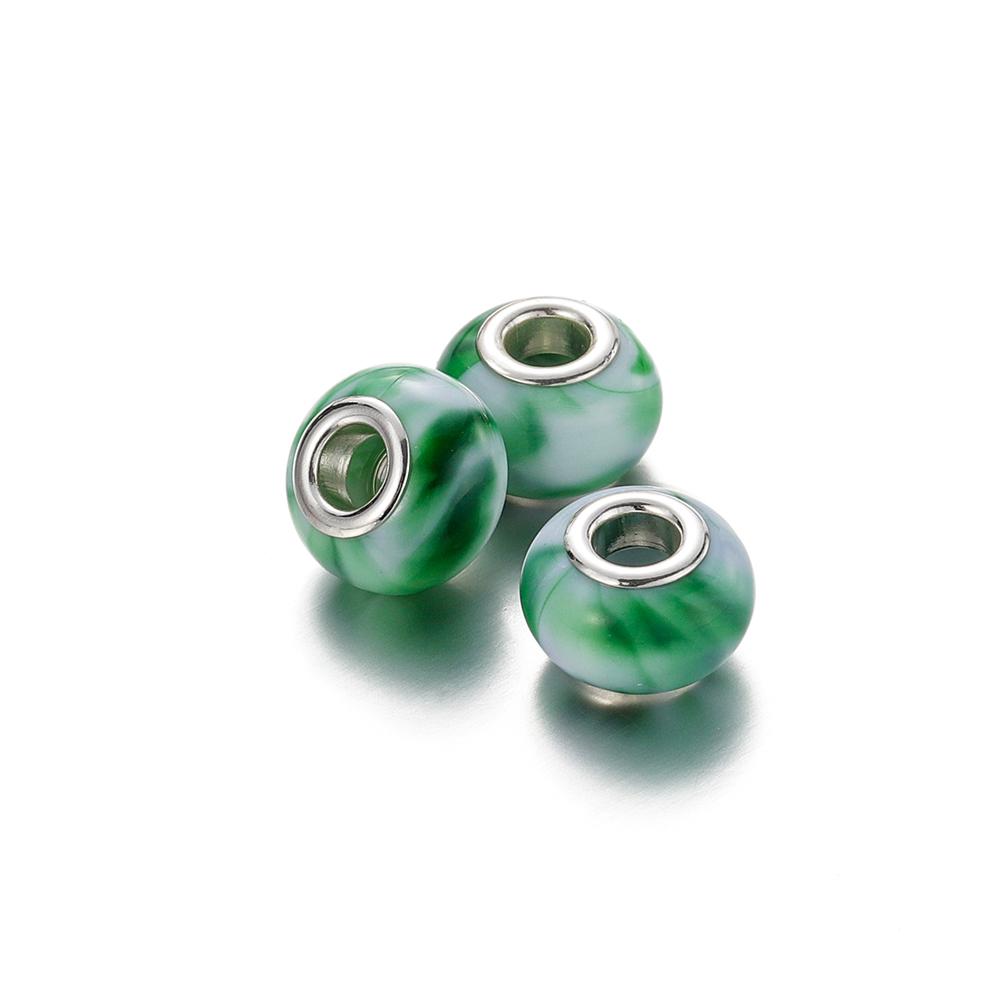 5Pcs 9-14mm Big Hole Halo Dyein Round Plastic Acrylic ABS Lmitation Pearl Beads Charm Loose Counter Jewelry Findings Making