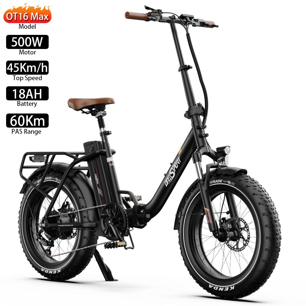 Elektrikli Bisiklet Katlanabilir Onesport 500W Motor 20" Kalın Tekerlekli E-Bisiklet Yetişkin 48V 18AH Hidrolik Fren Maksimum Yük 120Kg OT16 Maks