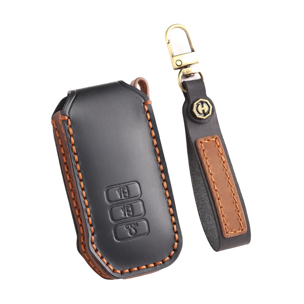 Leather Car Key Case Cover Holder Keychain Shell for Kia EV6 Seltos K5 Sorento MQ4 5 Button Remote Key Fob Holder
