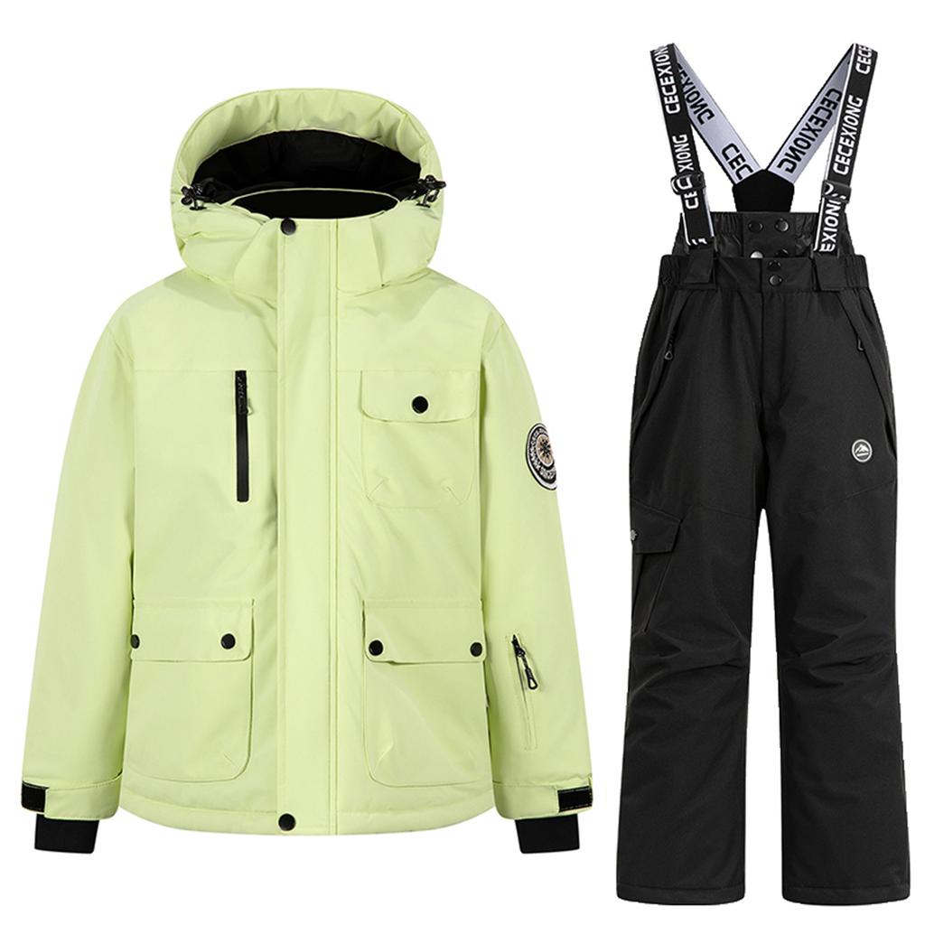 Children's Fashion Skiwear Set Boys' And Girls' Thickened Waterproof Warm Ski Suit Jacket And Trousers Outfit Set