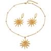 Damen Halsketten Set mit einzigartigem Sonnenblumen Design Anhänger Ohrringe Vielseitiger Schmuck für Frauen
