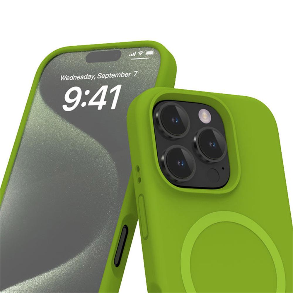 For iPhone 16 Pro Magnetic Case with Microfiber Lining PC+Liquid Silicone Phone Cover
