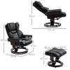 360 Degrees Swivel Recliner Chair with Footstool, PU Leather Manual Recliner Armchair with Footstool, Solid Wood Base