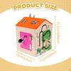 Wood Busy House Multifunctional Activity Cube Track Gears Sensory Board Toy Basic Life Skills for