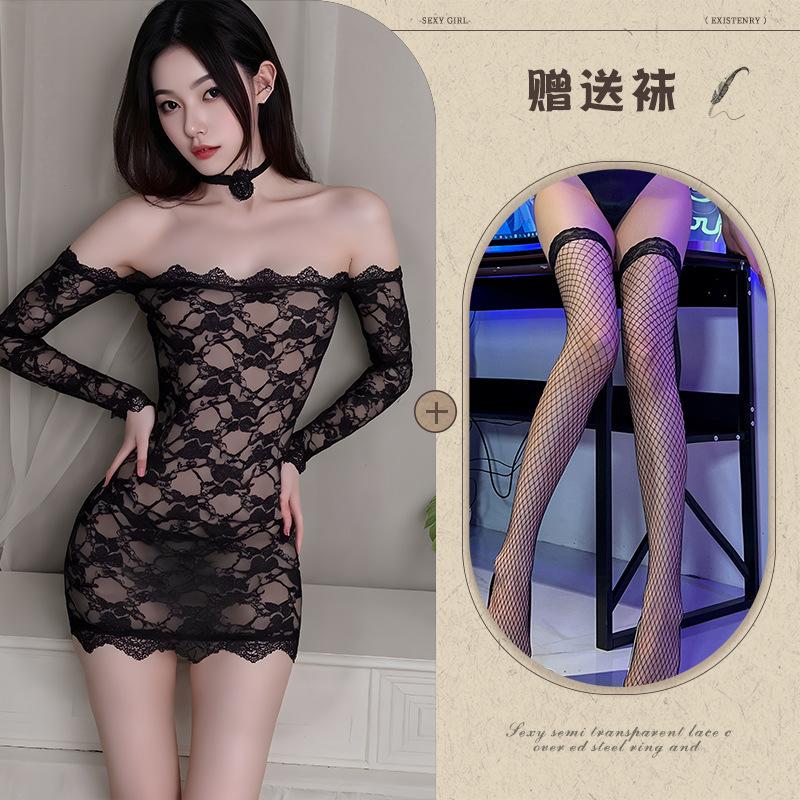 Sexy Underwear Lace Tight Slim Dress Pure Desire Sexy Hip Wrap See-through Skirt Nightdress