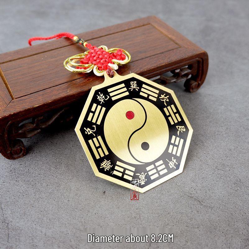 Großer Kupfer-Bagua-Konvexspiegel für Zuhause - Yin-Yang-Tai-Chi-Diagramm-Anhänger für Haustür, Balkon oder Fenster
