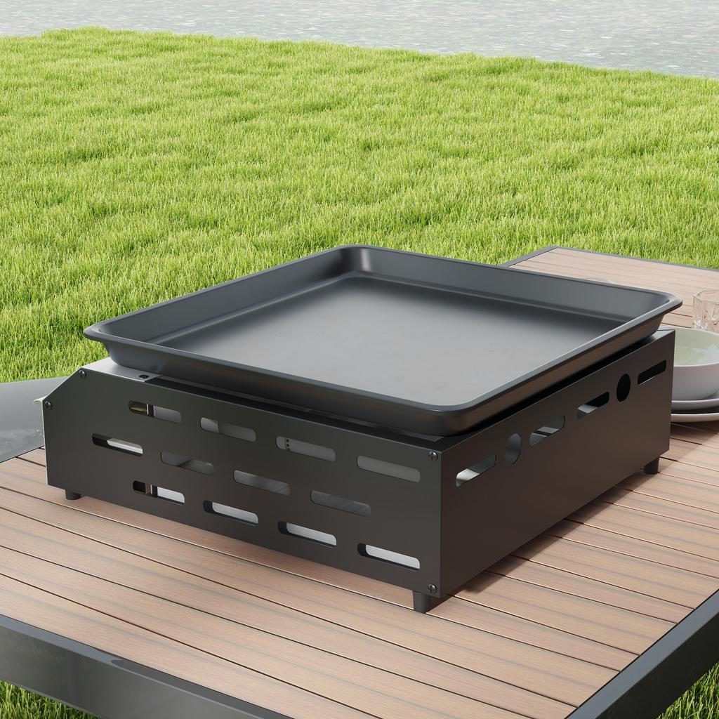 Gas Barbecue Griddle with 2 Burners, Non-Stick Top and 4.8kw Power, Silver