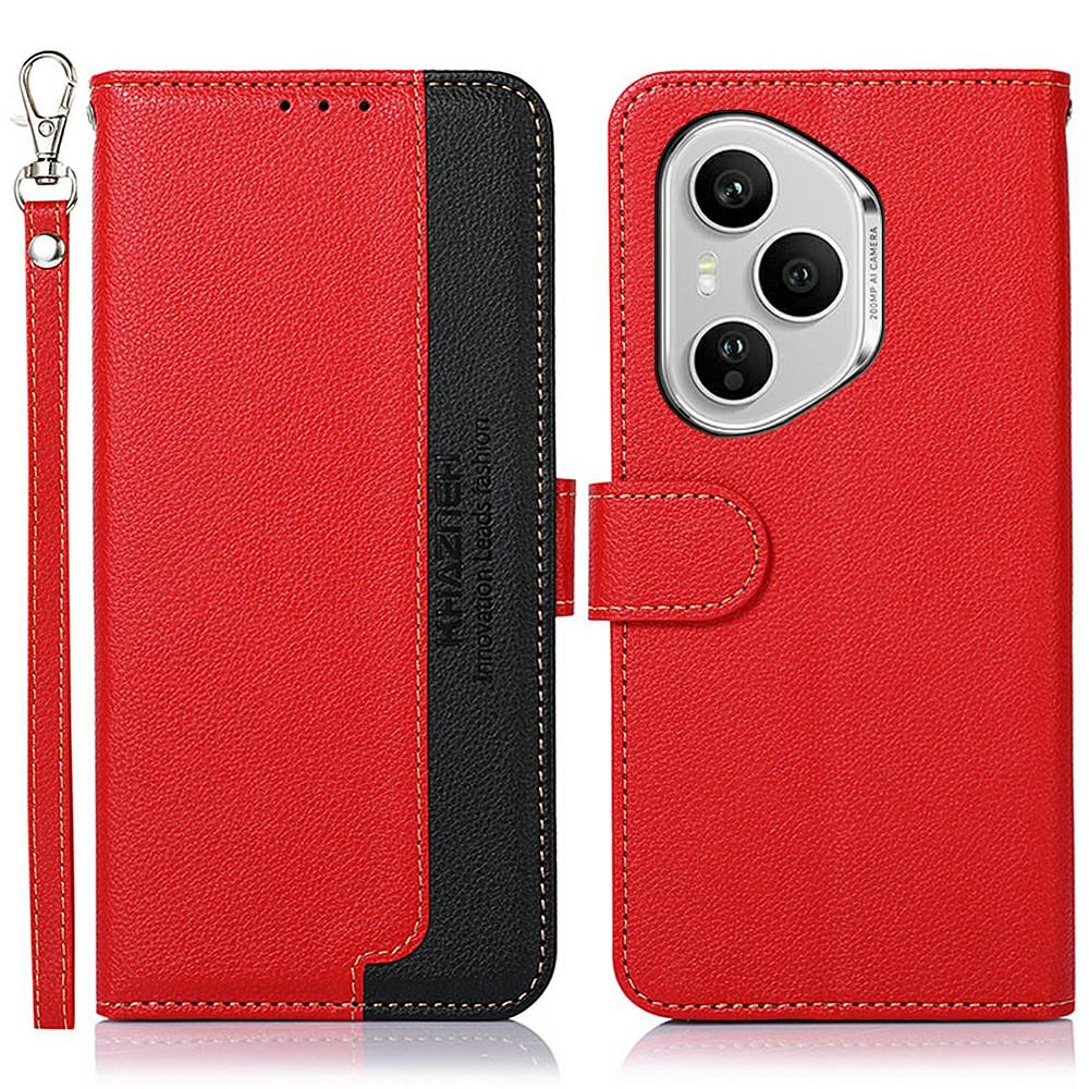 KHAZNEH For Honor 400 Pro 5G (Global) Case RFID Blocking Wallet PU Leather Phone Cover with Strap