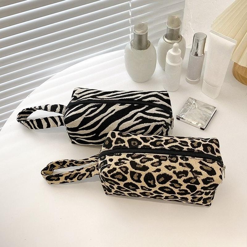 Leopard Print Makeup Bags Makeup Brush Pen Bag High Quality Women's Large Capacity Cosmetic Bag Portable Storage Handbag