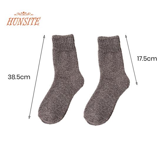 1 Pair Men Winter Socks, Thick Soft Plush, Solid Color, Ankle Protection, Mid-tube, Elastic Anti-slip, Thermal Knitted, Anti-skid Bottom Floor Socks
