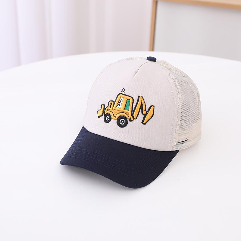 JYL TS DIY Excavator Kids Cap Mesh Summer Sun Hat Polyester