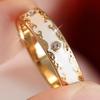 Dazzling Inlaid White CZ Women's Ring Trendy Gold Color Geometry Pattern Daily Wear Party Jewelry Anniversary Gift