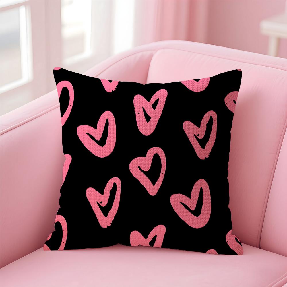 Home Decor Colorful Heart Patterns Love Themed Pillow Covers Pattern Cushion Cover Suitable For Sofa Bedroom Car Pillow Cover