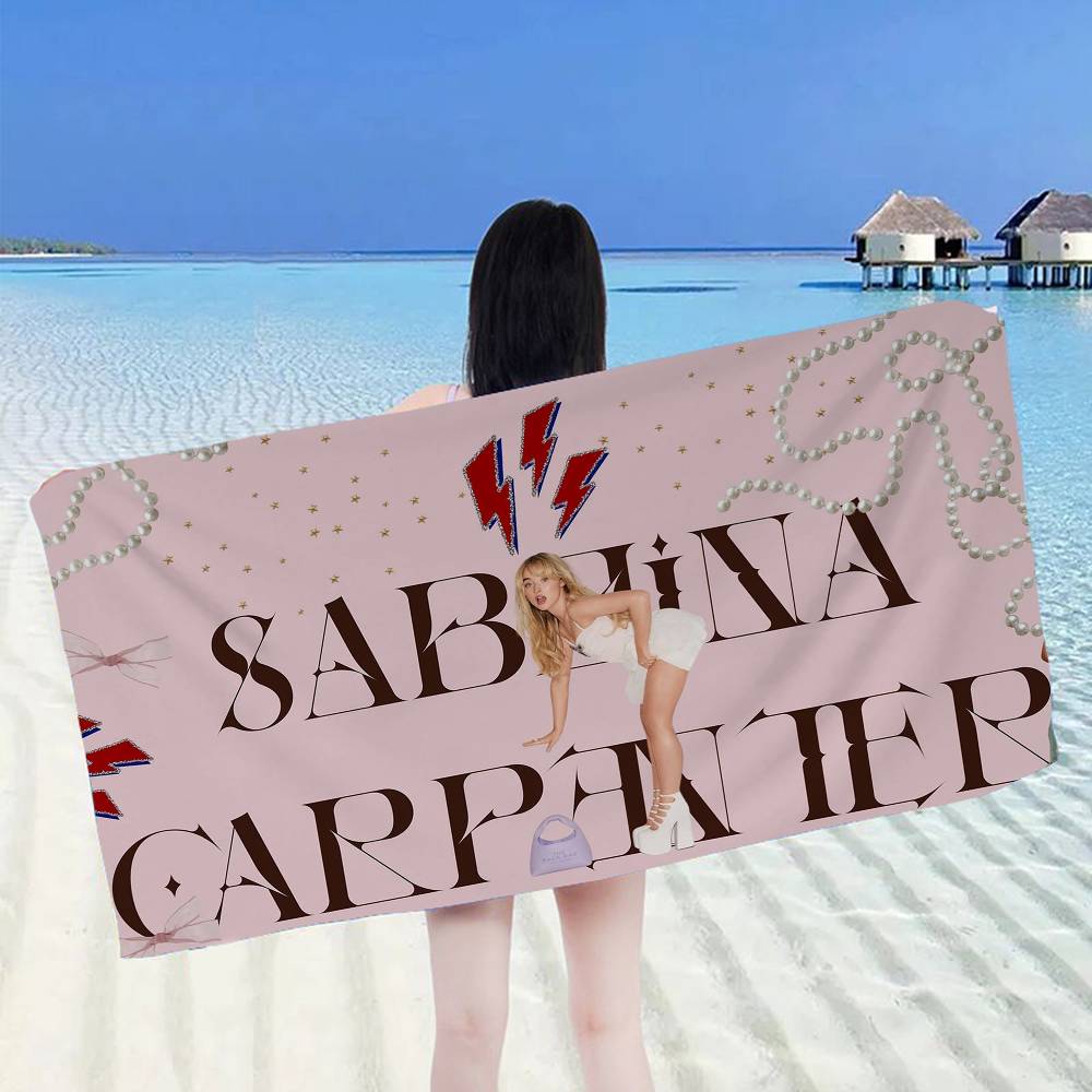 Singer S-Sabrina C-Carpenter Anime Beach Swimming Towel Soft Absorbent Washcloth Children's Gifts for Kids Travel Camping Gym
