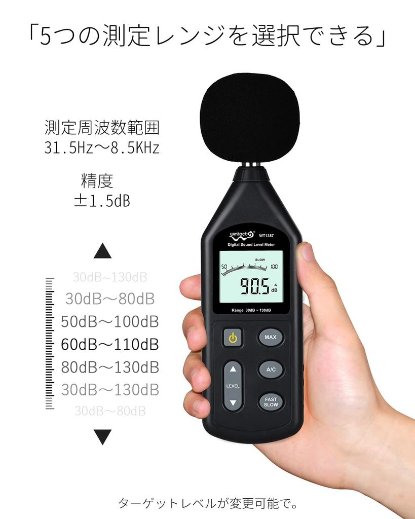 Digital Sound Level Meter for Home with Maximum Value Hold Measurement Range Characteristics Time Compensation Windproof Large LCD Display Use,