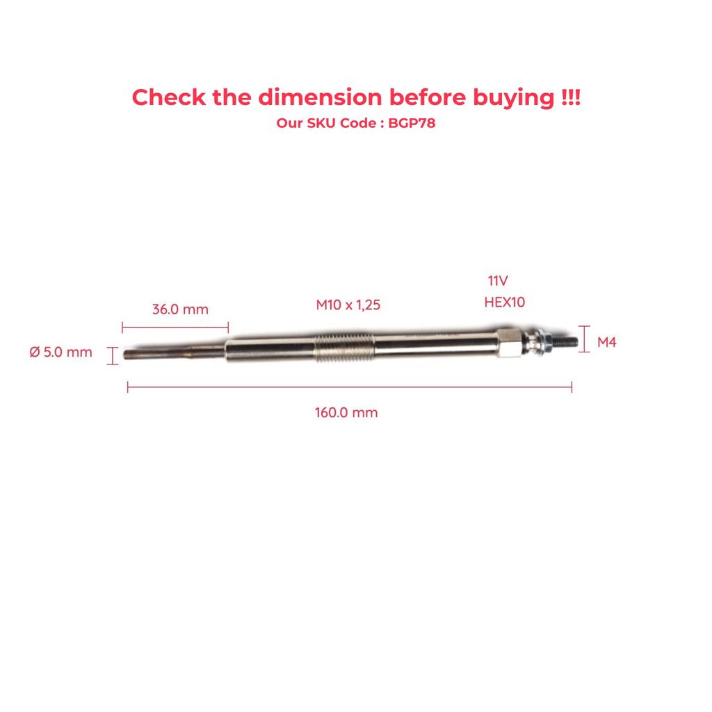 BGP78 1 Piece Heater Glow Plug 11 Volt 19850 0W010 for Toyota 1.4 D 4D Mini One D