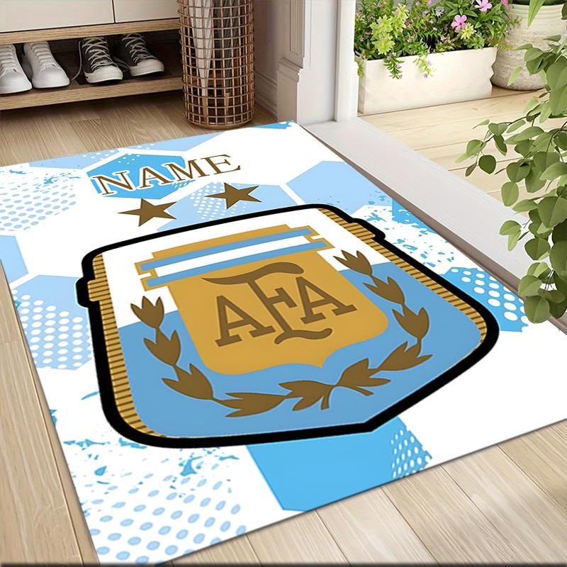 Custom Name Argentina Football Crest Carpet Rug Customizable Soft Washable Anti-Slip Home Living Room Sofa Mats Personalized Rug. 0909193