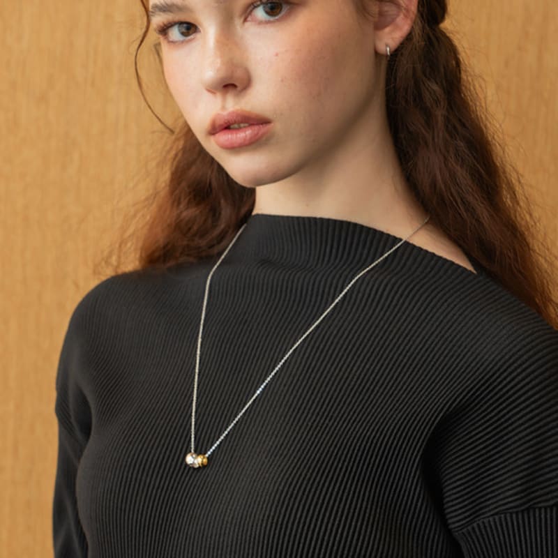 Ssecondo Double Ring Pendant Necklace, Lucia_2 Colors