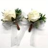 A Pair of Wedding Bridesmaids Simulated White Rose Corsage Wrist Flower Set