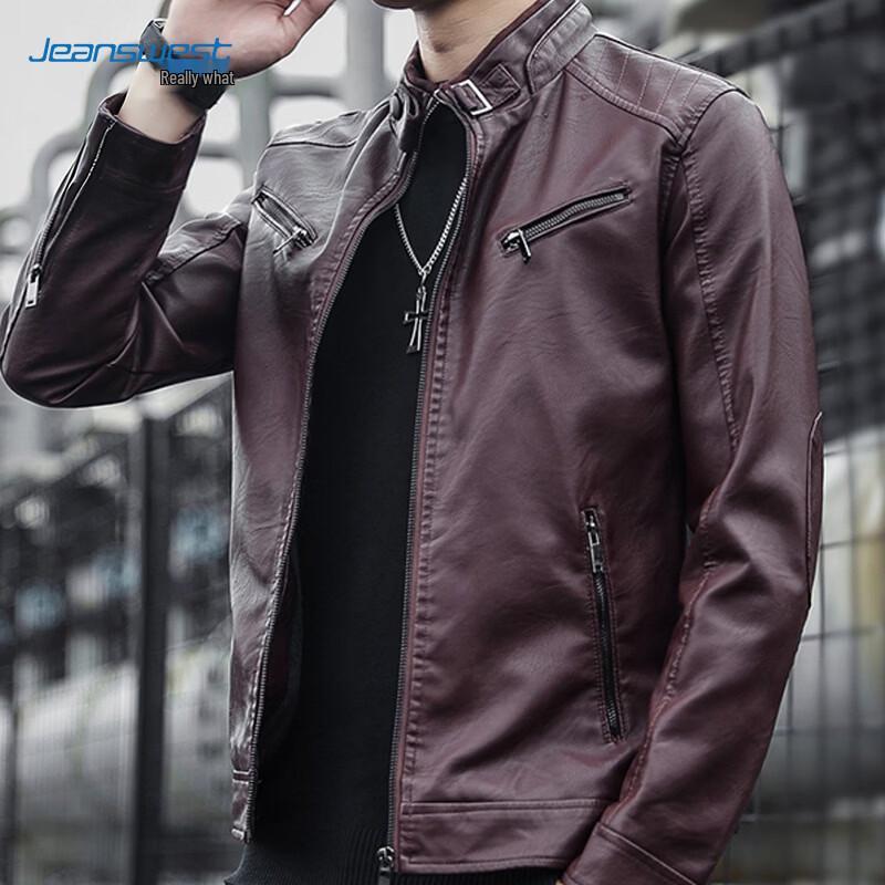 

Jeanswest Men s Stand Collar Biker Jacket M