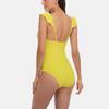 CHARMLEAKS Ruffle One Piece Swimsuits for Women Solid V Neck Ruched High Cut Leg Monokini Bathing Suits Swimwear