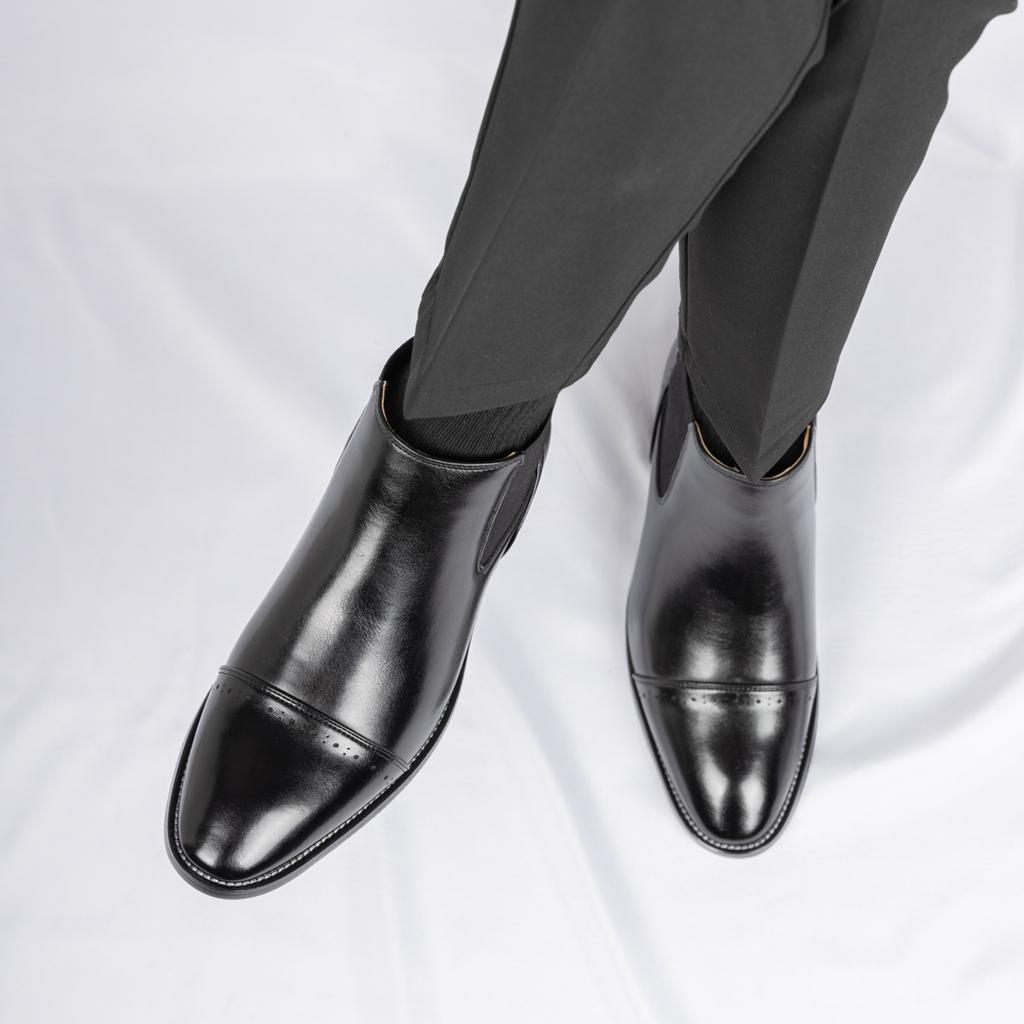 Fashion Pointed Toe Men Plus Size Chelsea Boots All-match Elastic Band Casual Shoes Simple AnkleWalking  Boots Youthful Fashionable Boot