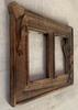 Rustic Wooden Double Photo Frame Carved Hearts | Romantic Wall Decor