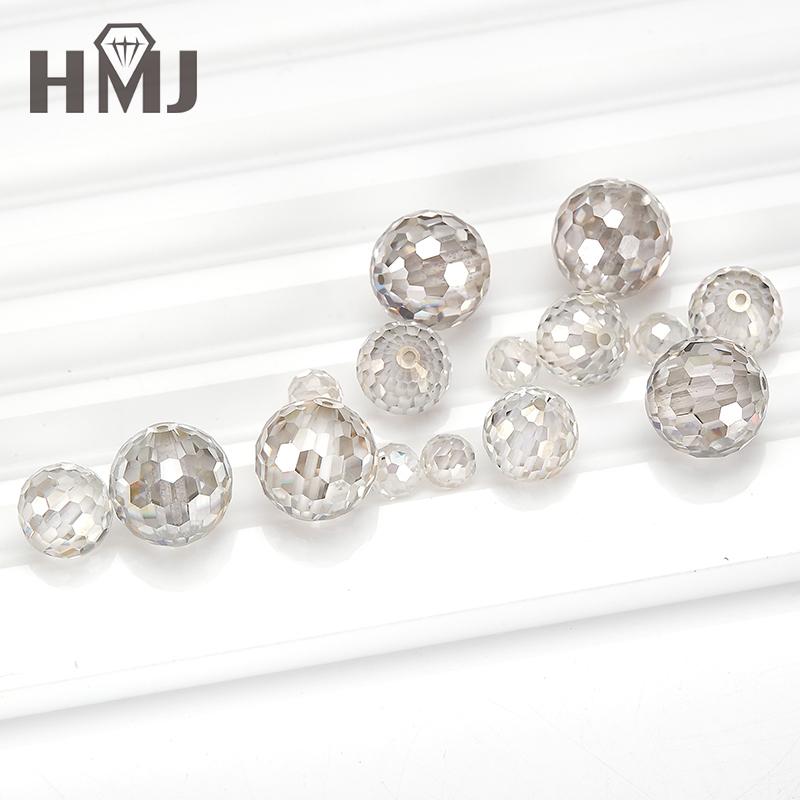 Factory Sale Loose Moissanite Round Shape Ball Beads Lab Grown Diamond Stones White Blue Black DIY Jewelry Making