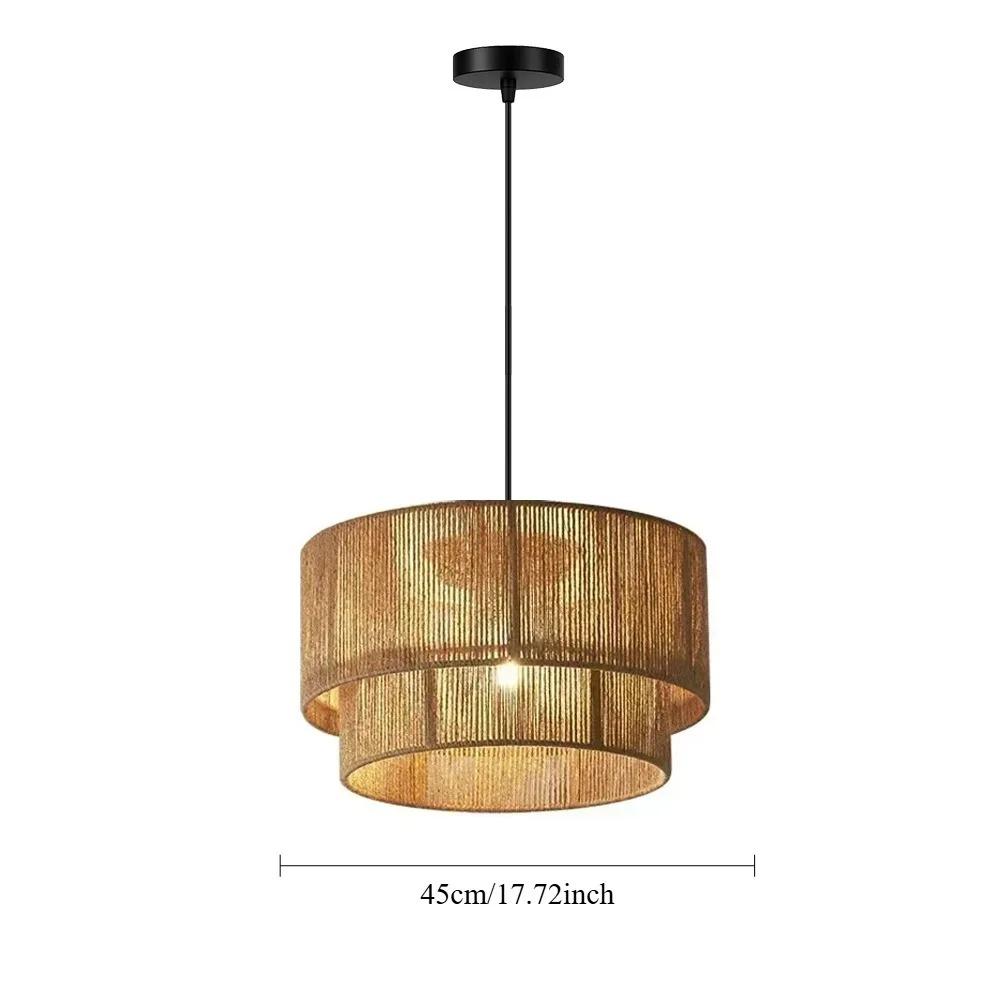

JOYINLED Japanese Hemp Rope Round Ceiling Lights E27 LED Pendant Lights Dining Room Retro Restaurant Light Fixtures LED Lamp No Bulb