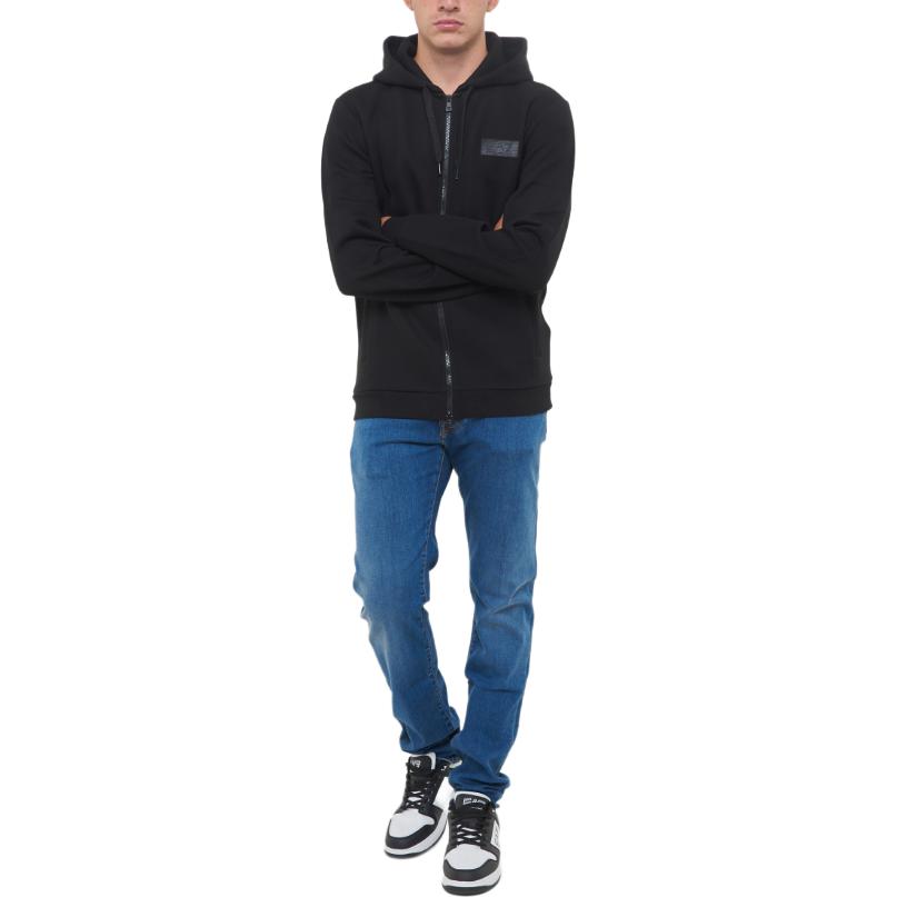Emporio Armani EA7 Logo Kapuzen-Reißverschluss Langarm Sweatshirt Herren sweatshirt Schwarz 6DPM26-PJODZ-1200