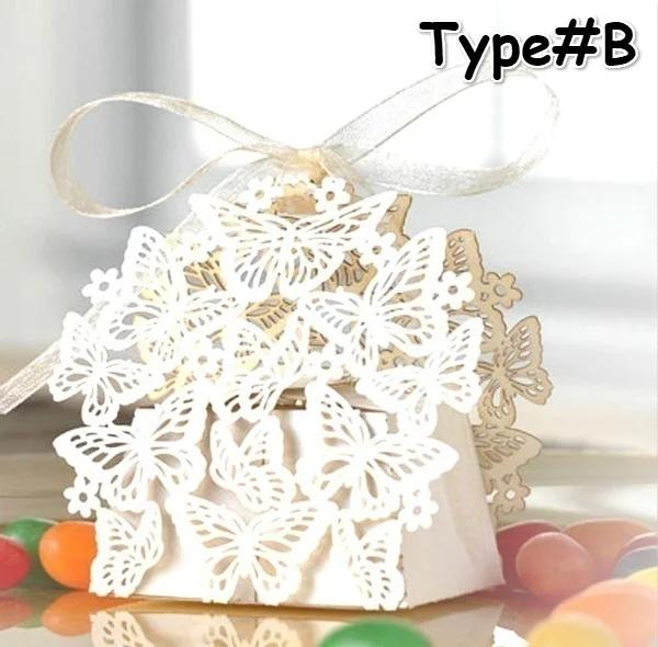 10 Pcs Hollow Butterfly Gift Paper Boxes Creative Laser Cutting Wedding Candy Dragee Box Cookie Carton Wrapping Package