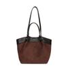 Tote Bag Women Velvet Leopard Print Large Capacity Office Daily Use