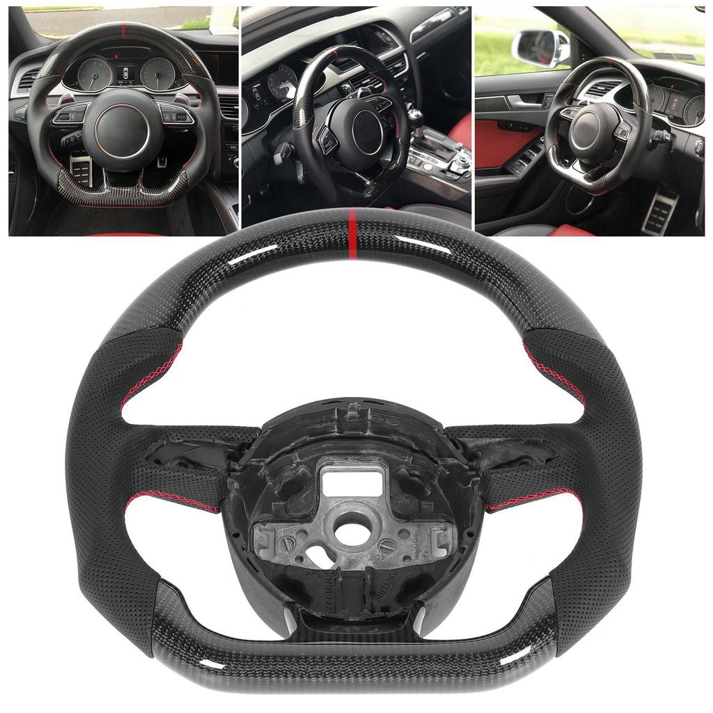 Carbon Fiber Steering Wheel Nappa Perforated Leather Fit for B8.5 RS3 RS4 RS5 RS6 RS7 2013-2016