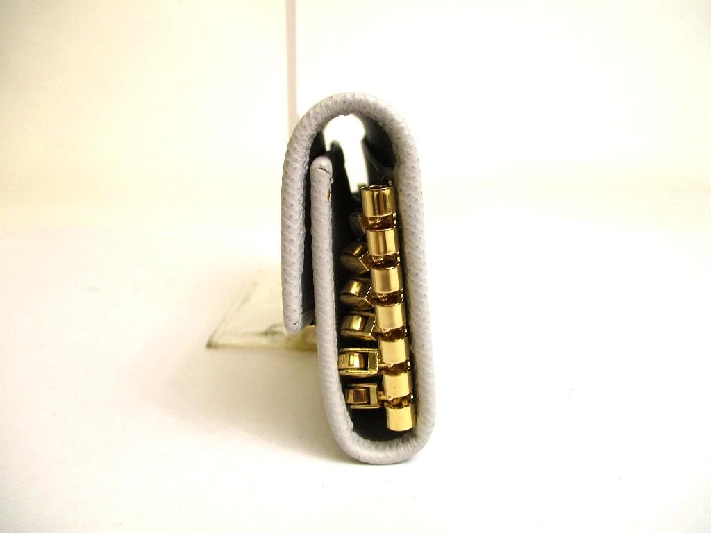 Authentic Salvatore Ferragamo Gancini Light Gray Leather Gold H/W 6Pics Key Chain #a980  Refurbished