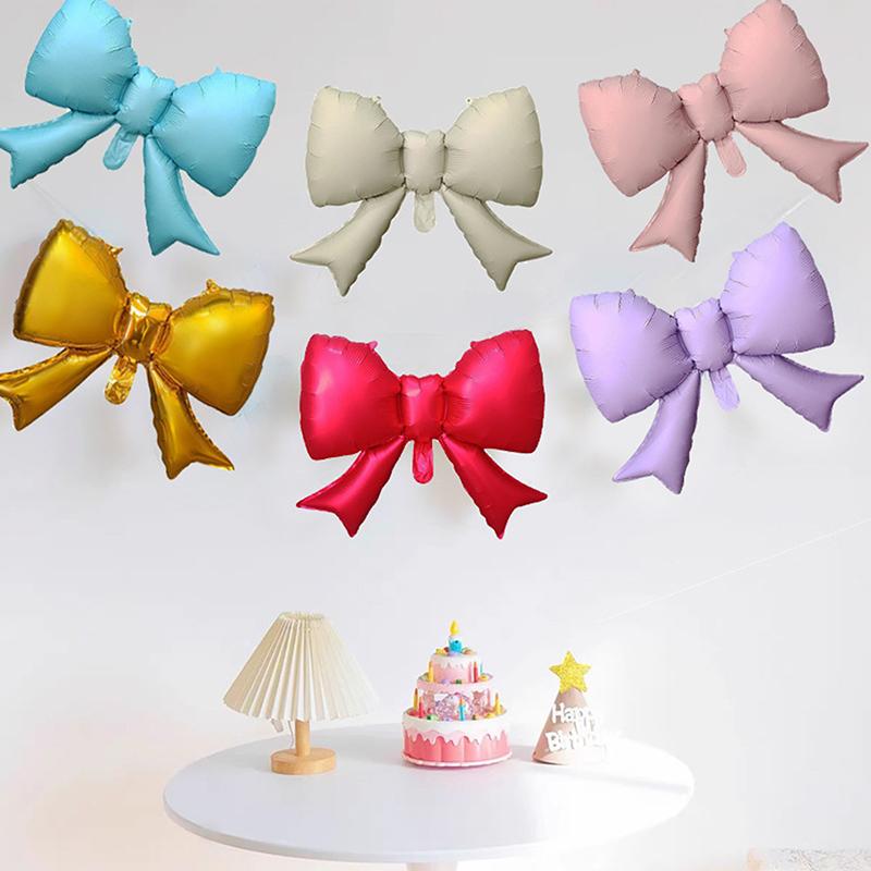 6Pcs Baby Pink Bow Balloon Bow Tie Pink Balloon Mini Bow Balloon Wedding Bride Shower Girl Gift Balloon Decoration