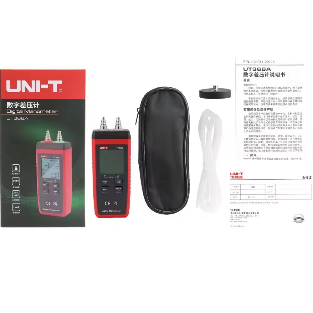 UNI-T Digital Manometer UT366A Air Pressure Gauge Handheld Pressure Differential Detector Pressure Measuring Device