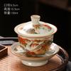 Beige Ru Kiln Sancai Cover Bowl Opening Film Can Feed Tea Bowl Kung Fu Tea Set Large Household Tea Bowl Antique Ceramics