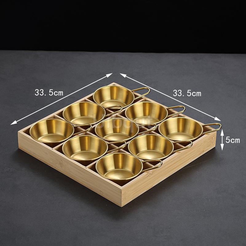 Creative Nine Palace Tableware Hotpot Restaurant Barbecue Restaurant Divided Food Sauce Dish Set Plate Platter Bamboo Wood Box