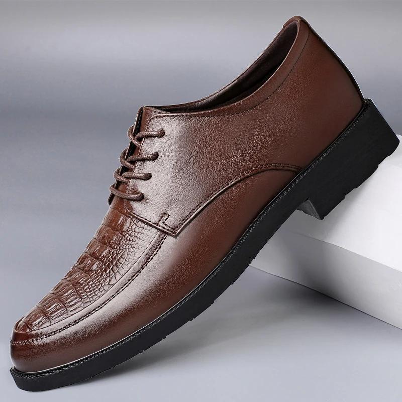 

Fashion Dress Shoes Men Oxford genuine Leather Dress Shoes lace up Business Shoe Men Zapatos De Hombre Formal wedding party shoes men 12 коричневый