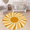 Cute Sun Face Play Mat Round Soft Nursery Floor Rug for Baby Kids Playroom Area Decor