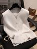 Women's 100% Pure Wool Cardigan Knit Vest - 2025 European Style High-End Autumn/Winter Layering Sweater Vest