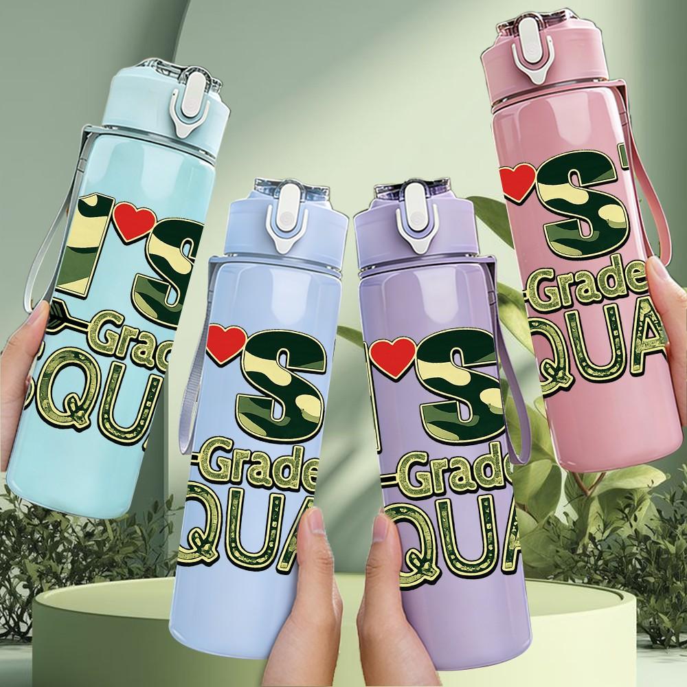 1PC 1st Girl Squad Birthday Text Print 750ml Color Plastic Sports Water Bottle Leakproof Flip Straw Lid Suitable for Sports Office Home Use
